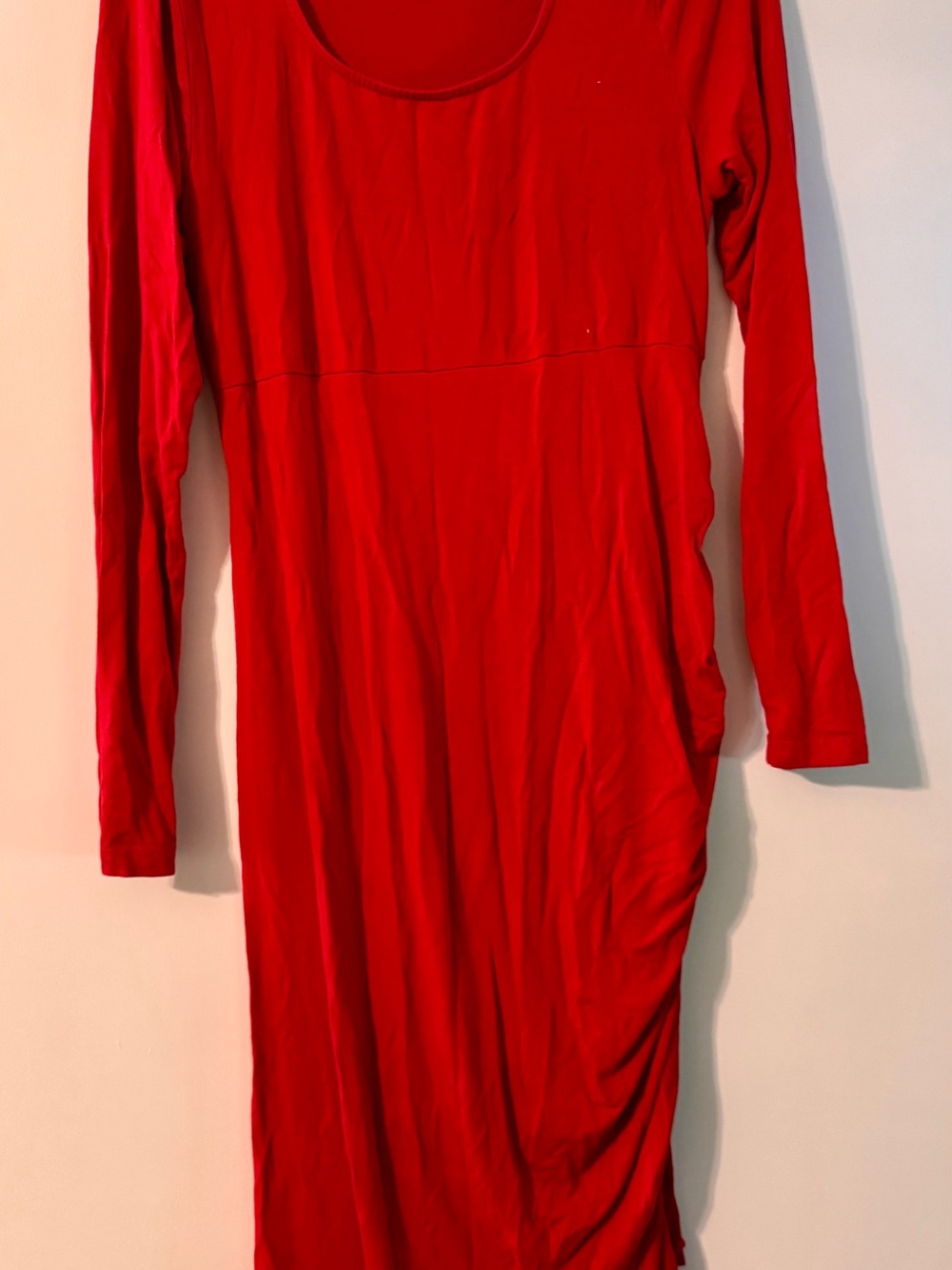 Red Long Sleeve Women's Maternity Dress